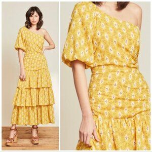 Veronica Beard Virginia One Shoulder Dress Sun Multi Botanical Ikat Prin…